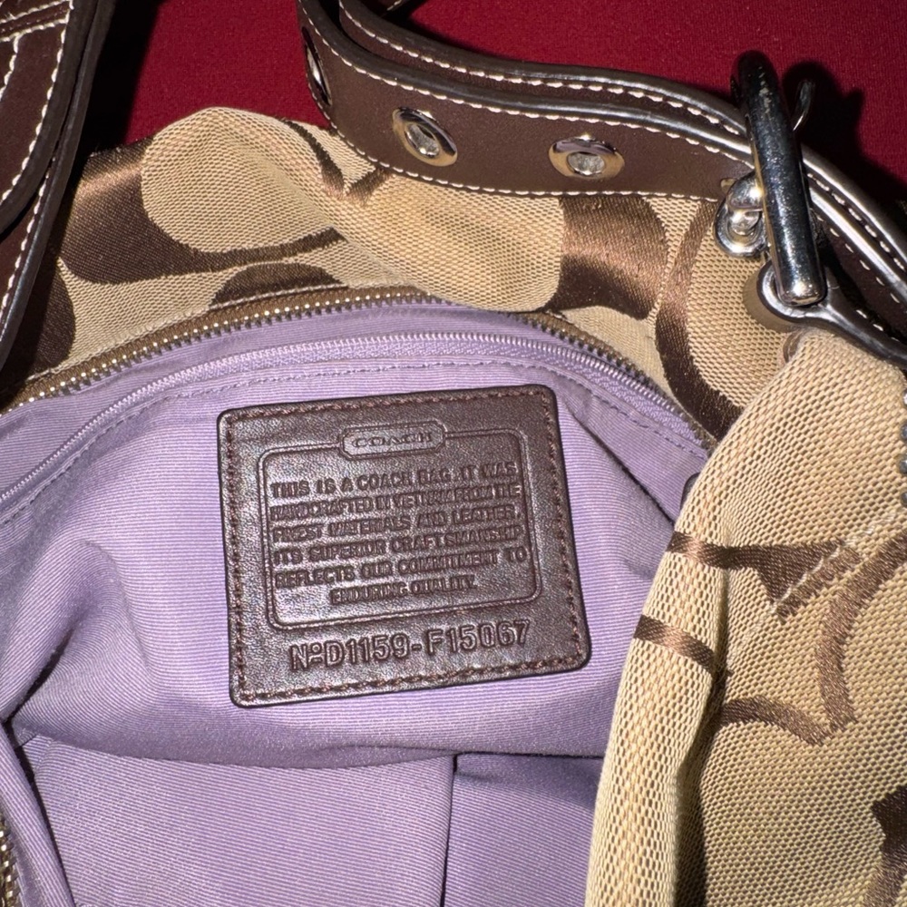 Coach Tan and Brown Signature Shoulder Bag Turns To Crossbody Bag - Picture 13 of 13